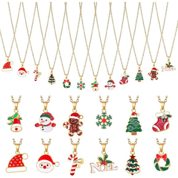 48 Pieces Christmas Necklaces Gift Set - Colorful Santa, Tree, Reindeer, Snowfla - Picture 1 of 7